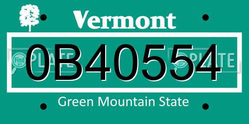0B40554 Vermont License Plate