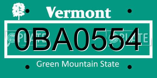 0BA0554 Vermont License Plate
