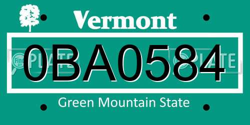 0BA0584 Vermont License Plate