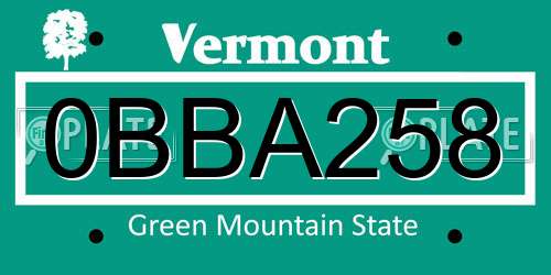 0BBA258 Vermont License Plate