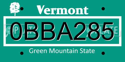 0BBA285 Vermont License Plate