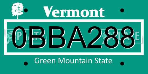 0BBA288 Vermont License Plate