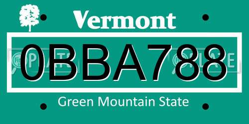 0BBA788 Vermont License Plate