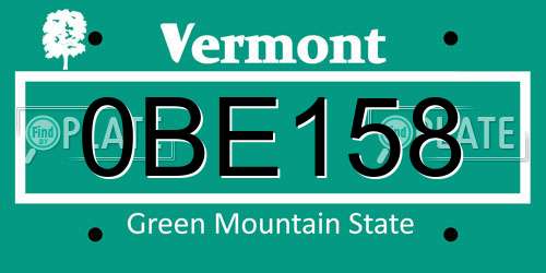 0BE158 Vermont License Plate