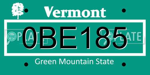0BE185 Vermont License Plate