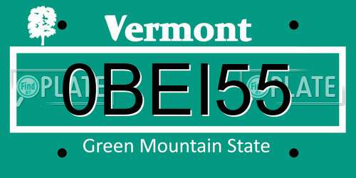 0BEI55 Vermont License Plate