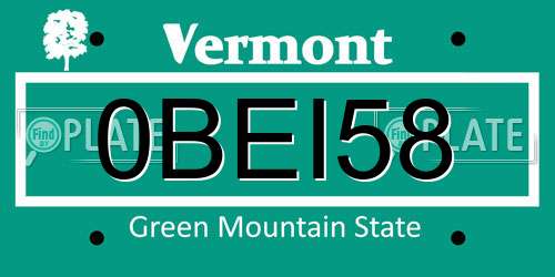 0BEI58 Vermont License Plate