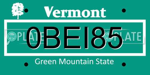 0BEI85 Vermont License Plate