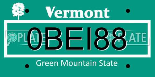 0BEI88 Vermont License Plate
