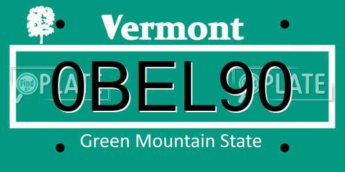 0BEL90 Vermont License Plate