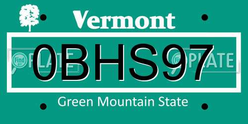 0BHS97 Vermont License Plate