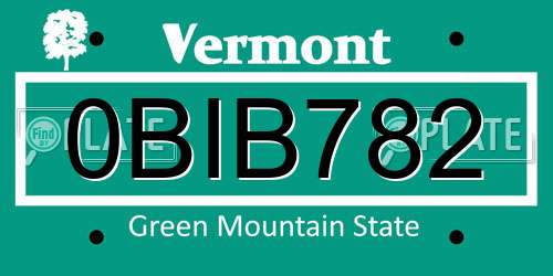 0BIB782 Vermont License Plate