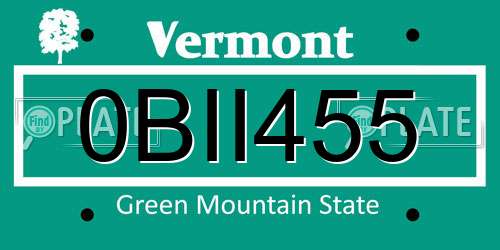 0BII455 Vermont License Plate