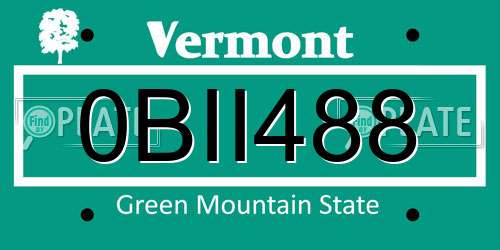 0BII488 Vermont License Plate