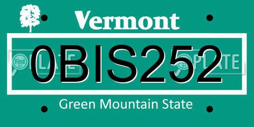 0BIS252 Vermont License Plate