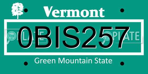 0BIS257 Vermont License Plate