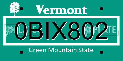 0BIX802 Vermont License Plate