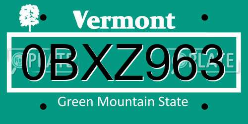 0BXZ963 Vermont License Plate