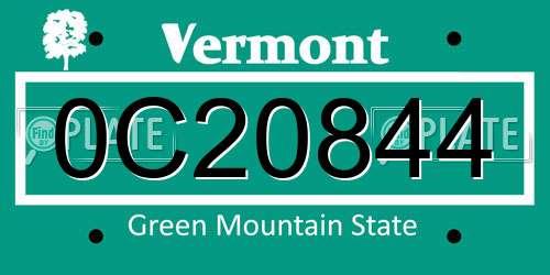 0C20844 Vermont License Plate