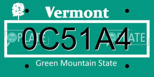 0C51A4 Vermont License Plate