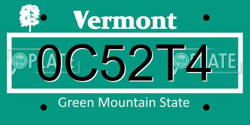 0C52T4 Vermont License Plate