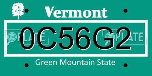 0C56G2 Vermont License Plate