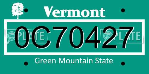 0C70427 Vermont License Plate