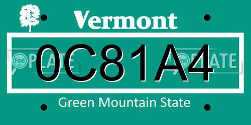 0C81A4 Vermont License Plate