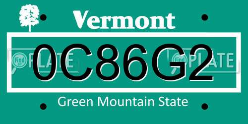 0C86G2 Vermont License Plate