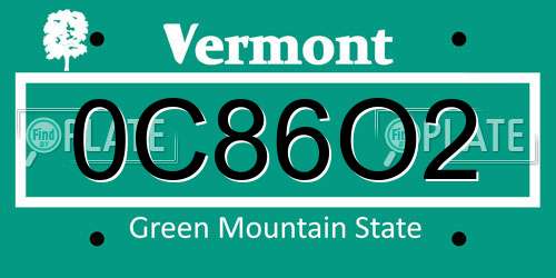 0C86O2 Vermont License Plate