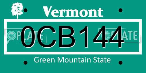 0CB144 Vermont License Plate