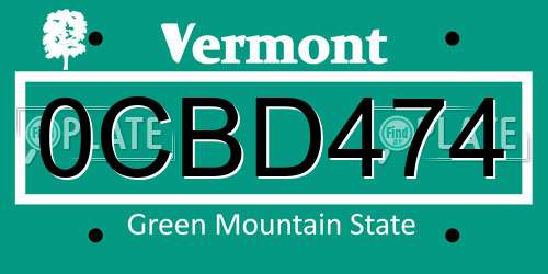 0CBD474 Vermont License Plate