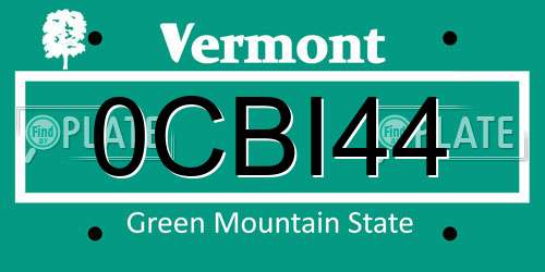 0CBI44 Vermont License Plate