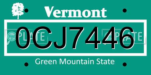 0CJ7446 Vermont License Plate