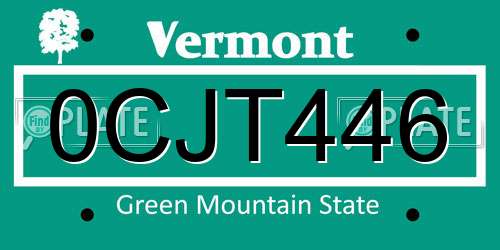 0CJT446 Vermont License Plate