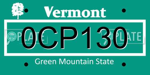 0CP130 Vermont License Plate