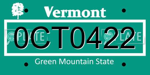 0CT0422 Vermont License Plate