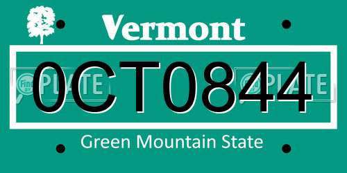 0CT0844 Vermont License Plate