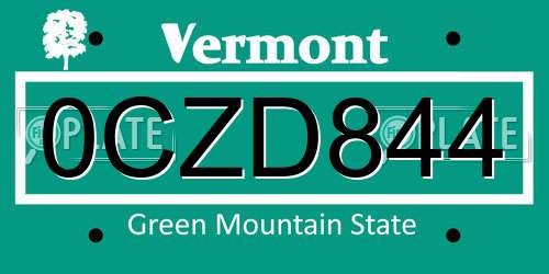 0CZD844 Vermont License Plate