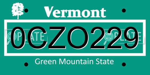 0CZO229 Vermont License Plate