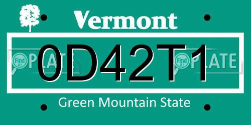 0D42T1 Vermont License Plate