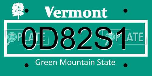 0D82S1 Vermont License Plate
