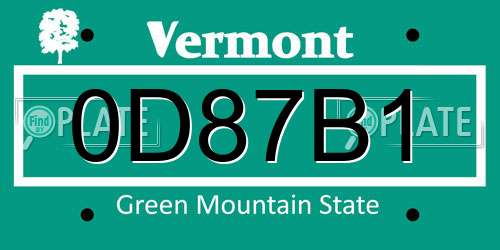 0D87B1 Vermont License Plate