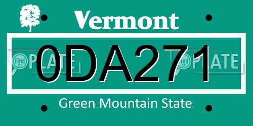 0DA271 Vermont License Plate