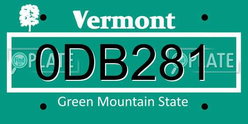 0DB281 Vermont License Plate