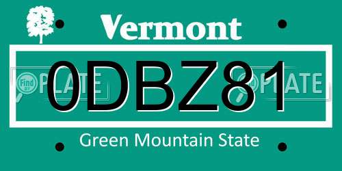 0DBZ81 Vermont License Plate