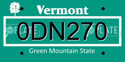 0DN270 Vermont License Plate