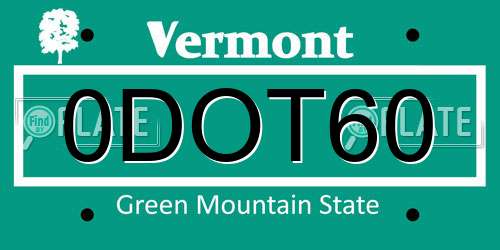 0DOT60 Vermont License Plate