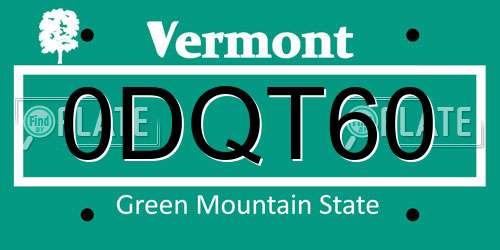 0DQT60 Vermont License Plate