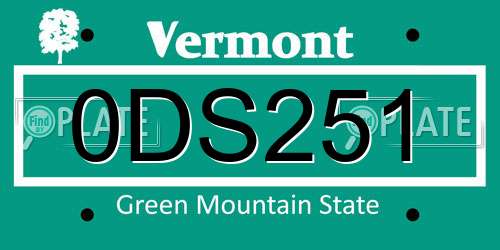 0DS251 Vermont License Plate